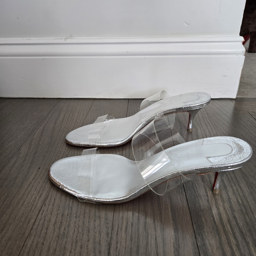 $845 Christian Louboutin Just Nothing 55mm Sandal Silver EU 39/38.5 US 9/8.5 NWT - Picture 10 of 12